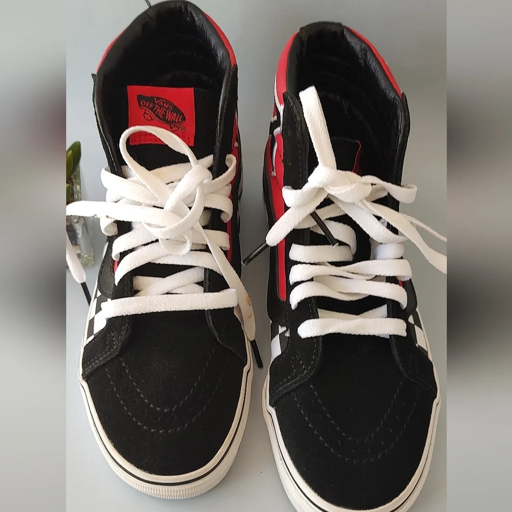 Japanese Vans Sk8-Hi Japan  Type Black Red Checkerboard Men Sz 4.5/ 6 Wome Shoes